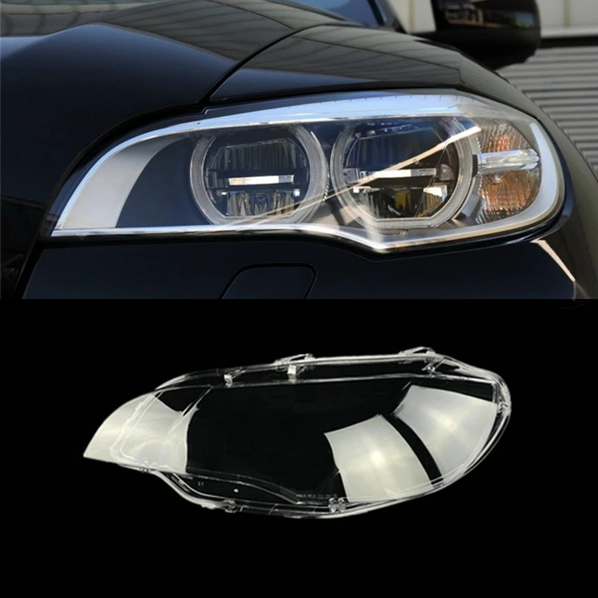 

For BMW X6 E71 X5M X6M 2008 2009 2010 2011 2012 2013 2014 Headlamp Shell Transparent Lampshade Headlight Cover Glass Lens Caps