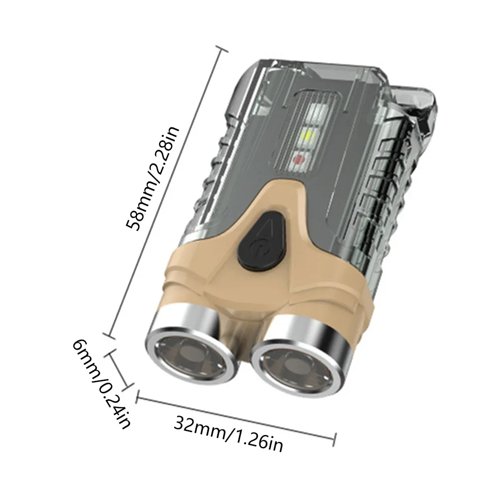 Mini EDC Keychain Flashlight Type-C Rechargeable Multifunctional Magnetic Torch Outdoor Waterproof Camping Emergency Work Light