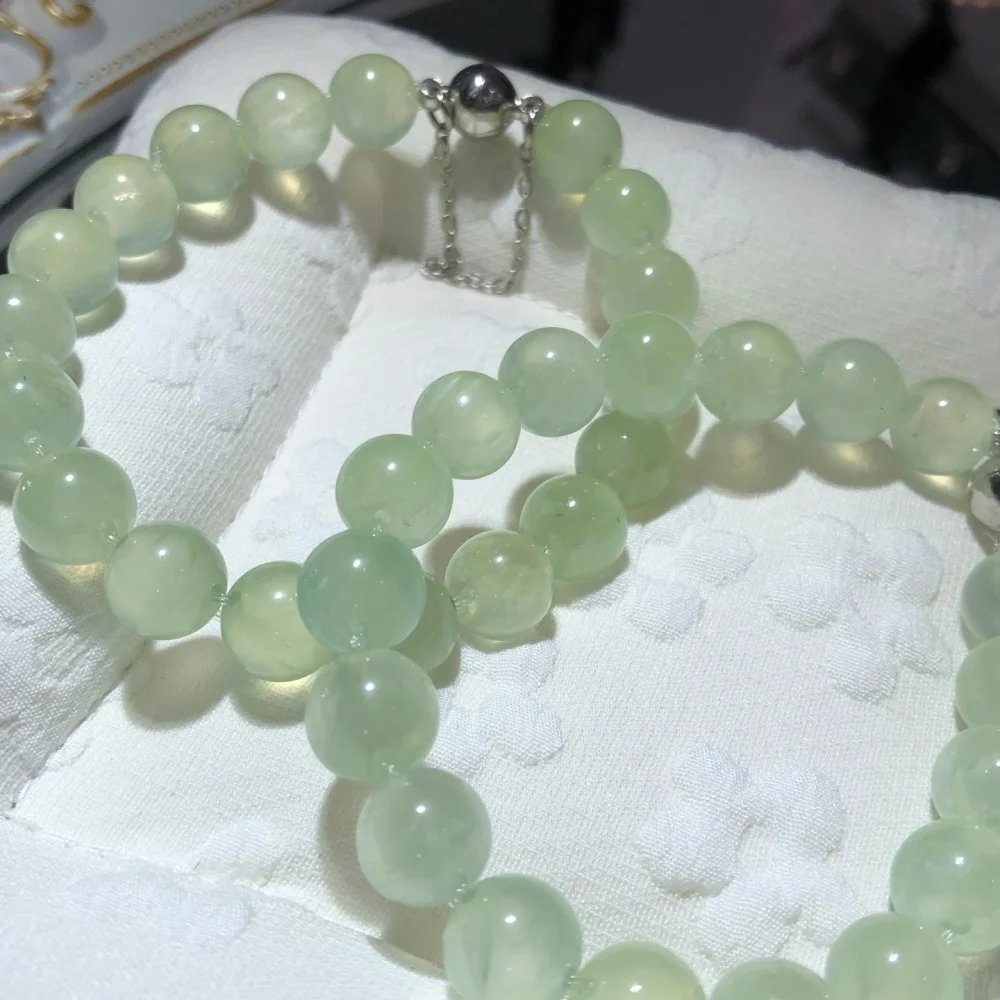 Hot Sale Natural Colored Prehnite Quartz 9mm Round Beads Bracelet Elastic Stretch Healing Energy Gemstone Unisex Jewelry