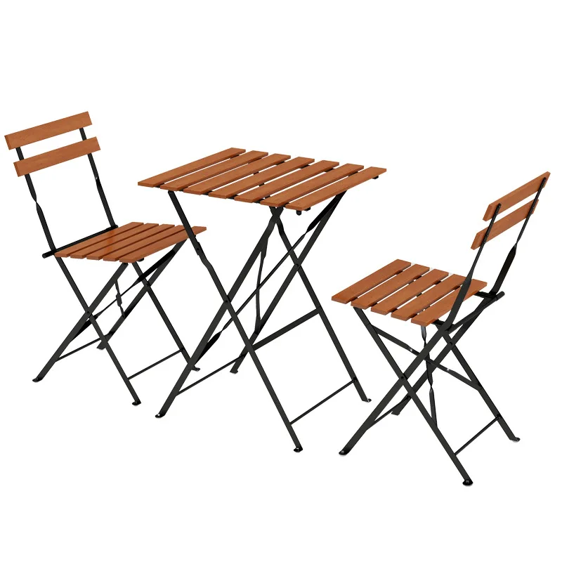 Outdoor Garden Courtyard Premium Steel Folding Courtyard Bistro Set 3-piece Foldable Balcony Tables and Chairs