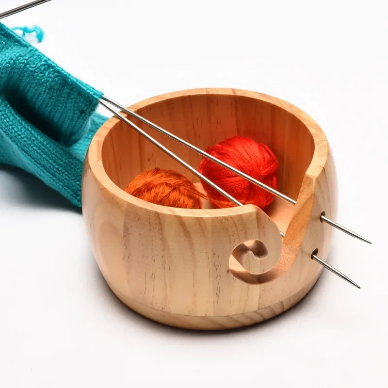 Wooden Yarn Knitting Bowl Large Crochet Yarn Storage Holder Handmade Crocheting Accessories and Supplies Organizer