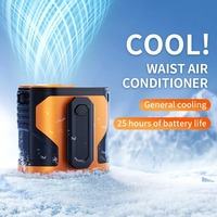High-Speed Waist Fan 14500r/min Clip-On Portable USB Rechargeable Fan with LED Display for Outdoor Work Camping