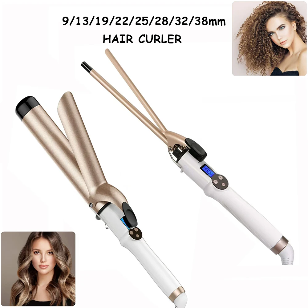 Roller Curls Wand Waver Electric Heating Wavy Hair Curler Hair Crimper Curling Iron LCD Temp Display Fashion Hair Styling