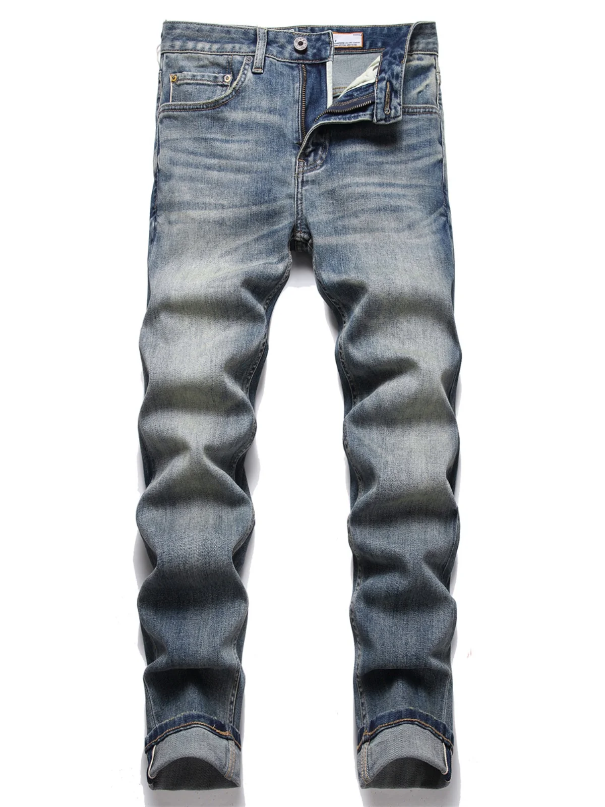 

Retro Denim Jeans Men's Spring Summer New Elastic Youth High End Casual Slim Fit Long Pants Thin Red Ear Jeans Casual Wear