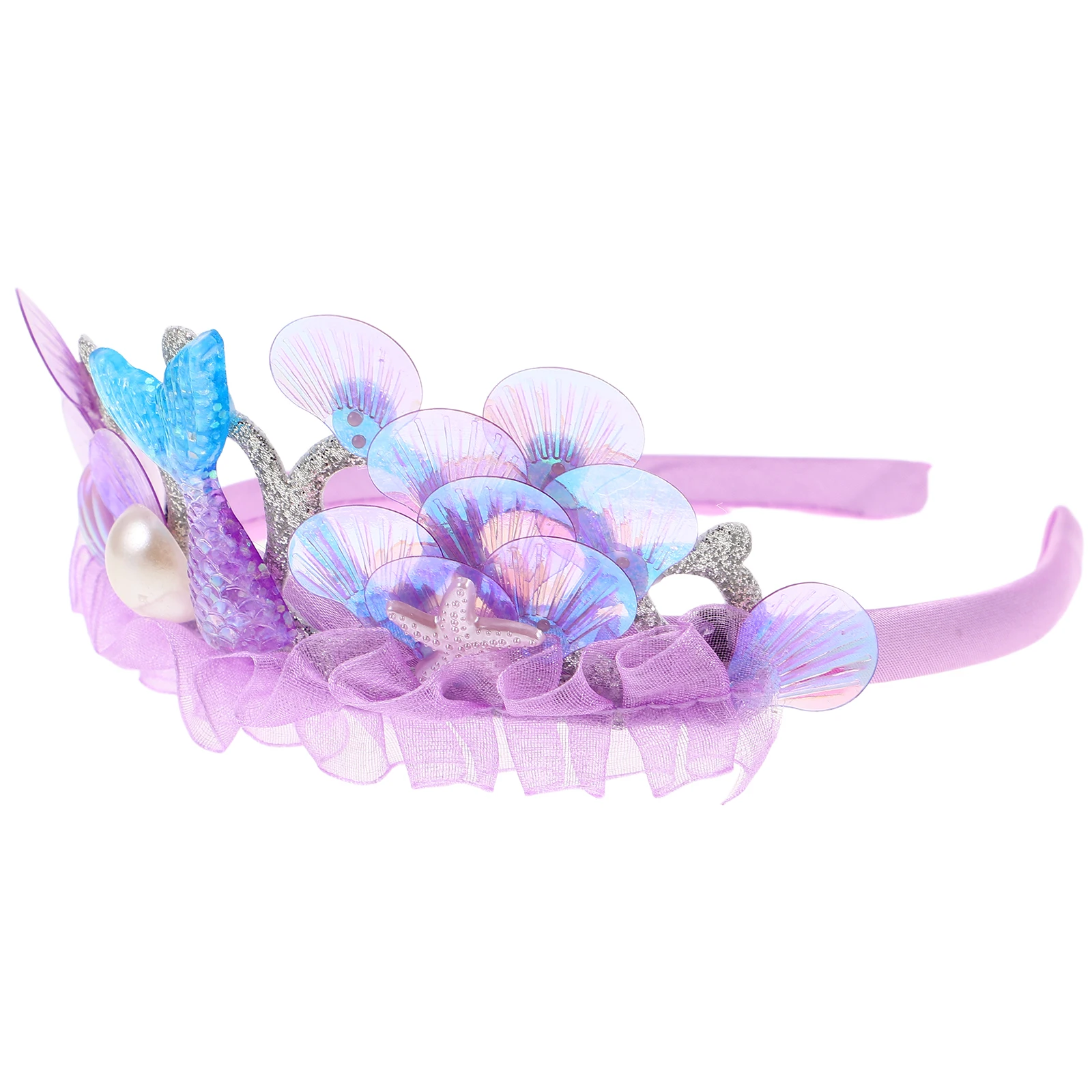 عصابة رأس تاج الأميرة تاج حورية البحر لتزيين حفلات أعياد الميلاد على شكل صدف المحيط