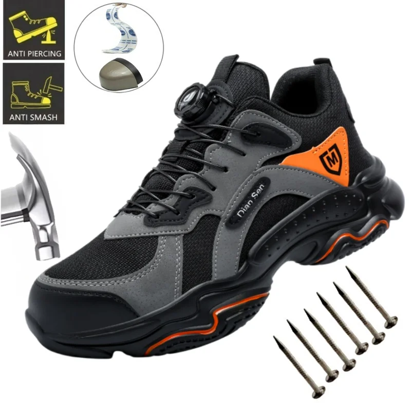 High Quality Men's Work Safety Shoes, Indestructible Boots, Anti Slip And Stab Resistant Industrial Building Protective Shoes