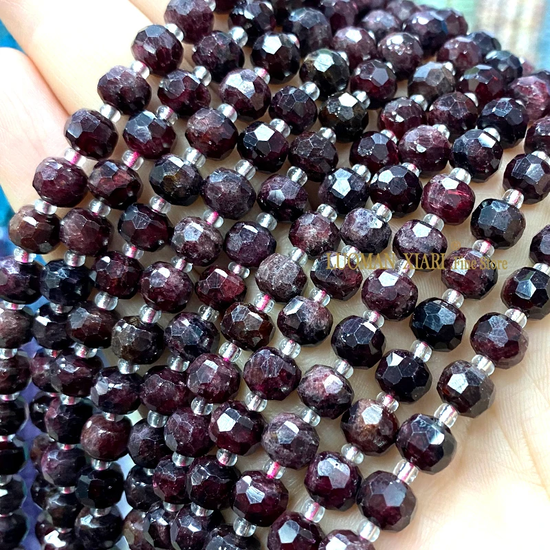 AAA 100% Natural Red Garnet 6x8mm Abacus Loose Spacer Stone Beads for Jewelry Making DIY Bracelet Earrings Accessories Charms