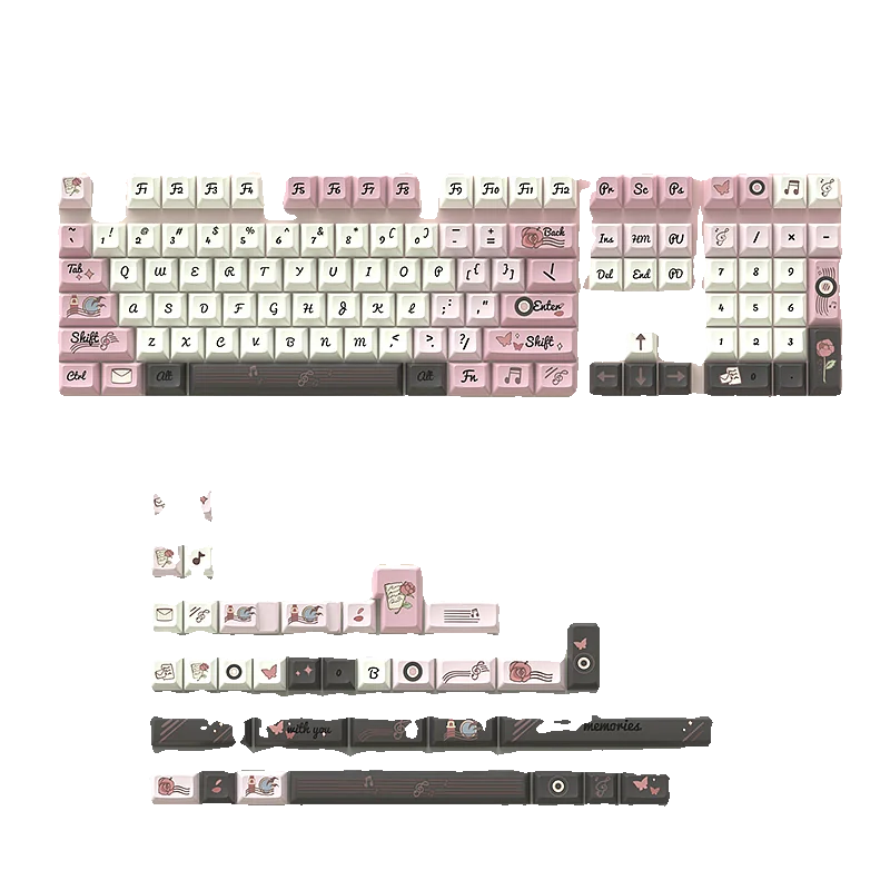 Memory record keycap five-sided sublimation process fog shadow black auspicious snake 142 keys mechanical keyboard split space