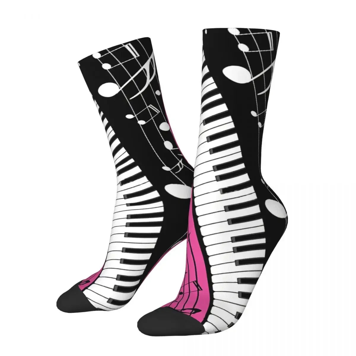 Calcetines divertidos para hombres, medias con estampado de teclas abstractas de Piano, Hip Hop, Harajuku, notas musicales, patrón sin costuras, regalo informal