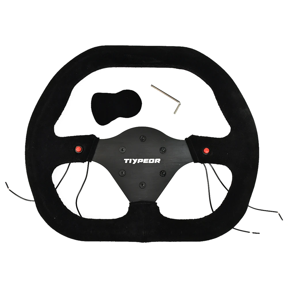 

TIYPEOR D Shape 350mm Universal Leather Steering Wheel Competitive Karting Drift Racing PC Simulation Game Steering Wheel