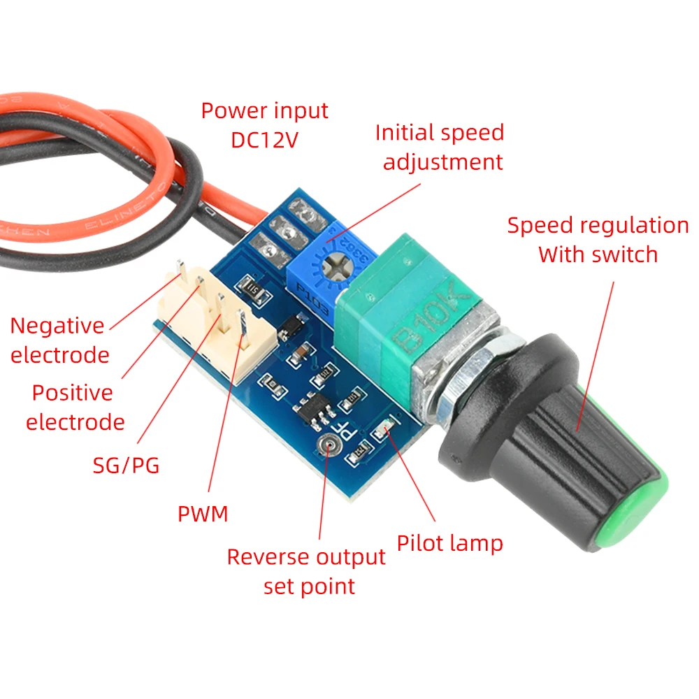 DC 12V Fan Motor Controller 4 Wire PWM Fan Speed Control Module Computer Temperature Control Switch Mini 3A Fan Speed Regulation