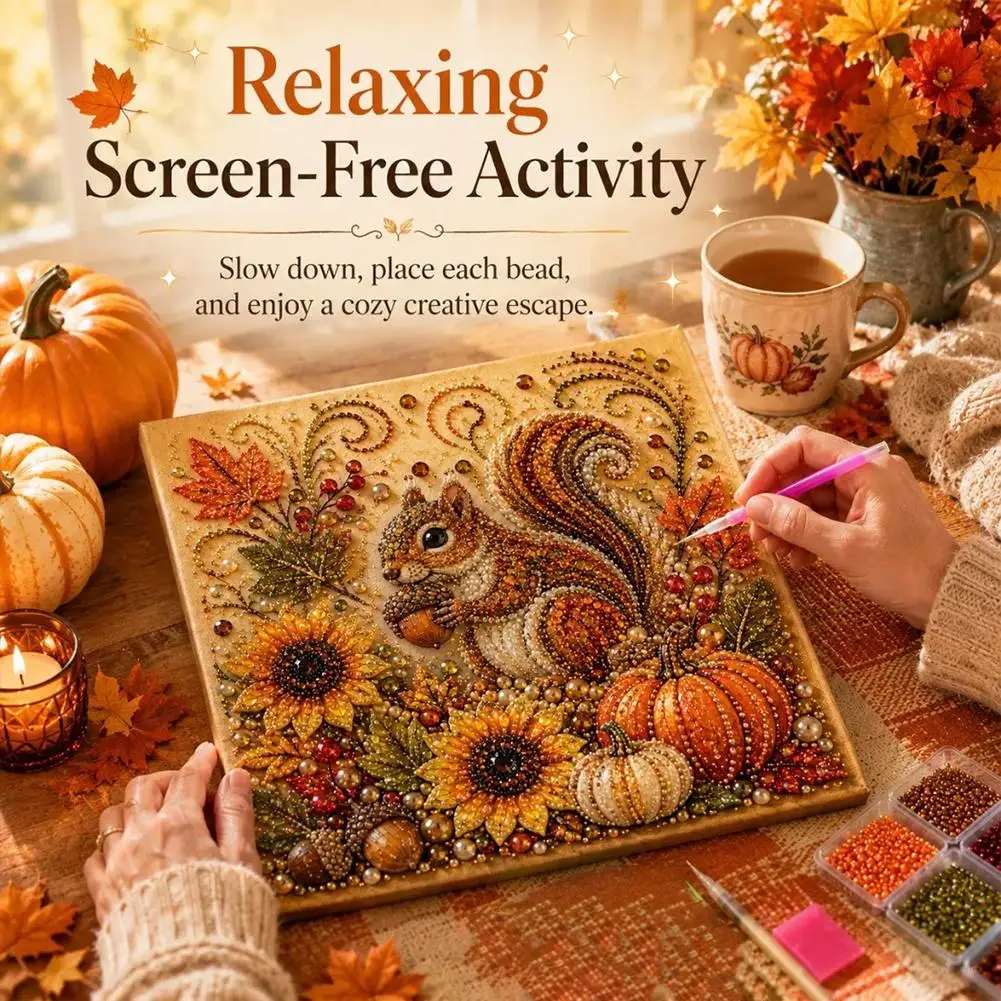 Autumn Pearl Painting Set DIY Diamond Pearl Painting Material Pack Various Holiday Halloween Thanksgiving Gift Home Decoration