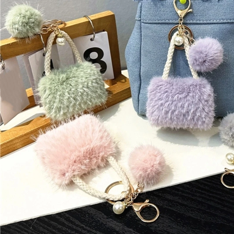 Mini Kolorowa Mała Zawieszka w Kształcie Torebki Śliczna Perła Pluszowa Zabawka Brelok Wysokiej Jakości Plecak, Ozdoba do Zawieszenia w Samochodzie Prezent na Boże Narodzenie