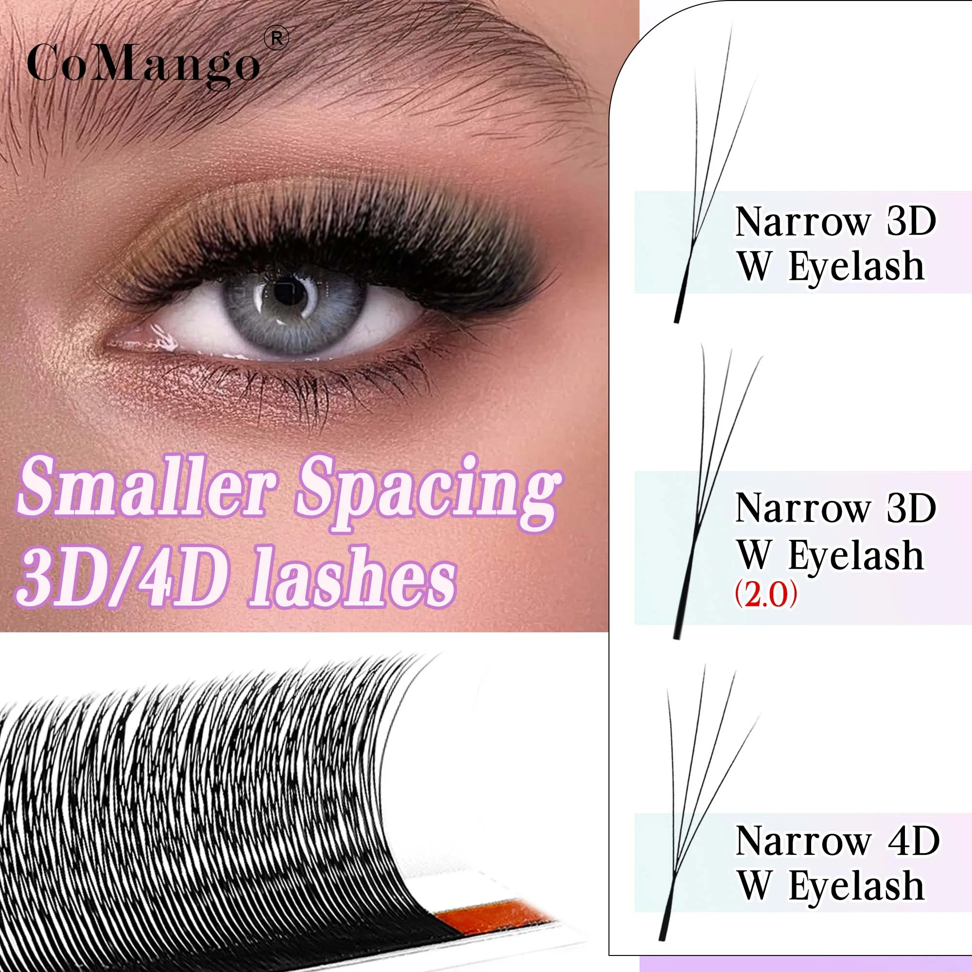 

CoMango небольшое расстояние узкие 3D/4D V-образные ресницы для наращивания готовые ресницы русского объема натуральный макияж ресниц оптовая продажа