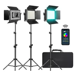 RGB LED Video Light with Bluetooth Control, 880RS 60W Photography Lighting kit Dimmable LED Panel with LCD Screen,  for YouTube