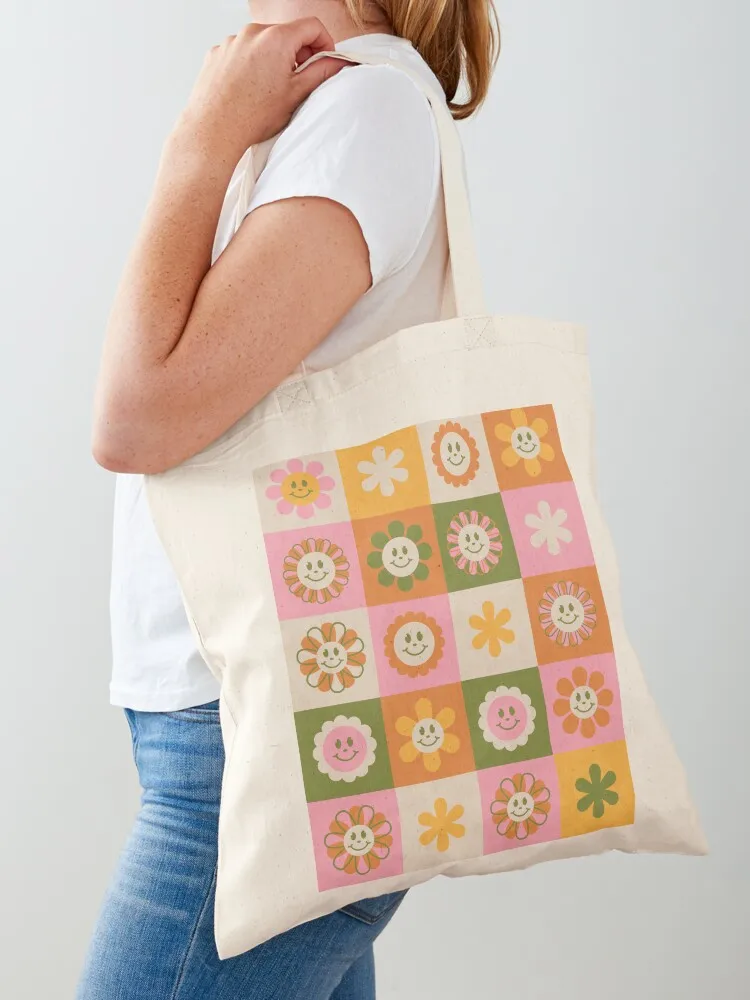 Cheery Floral Checks Tote Bag hand bags canvas shopping bag Lady bag