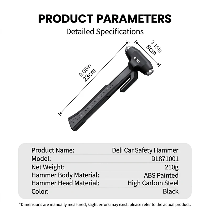 DELI Portable Car Safety Hammer Emergency Escape Tool Window Breaker Seat Belt Cutter for Car Drivers Vehicle Emergency Safety view 5