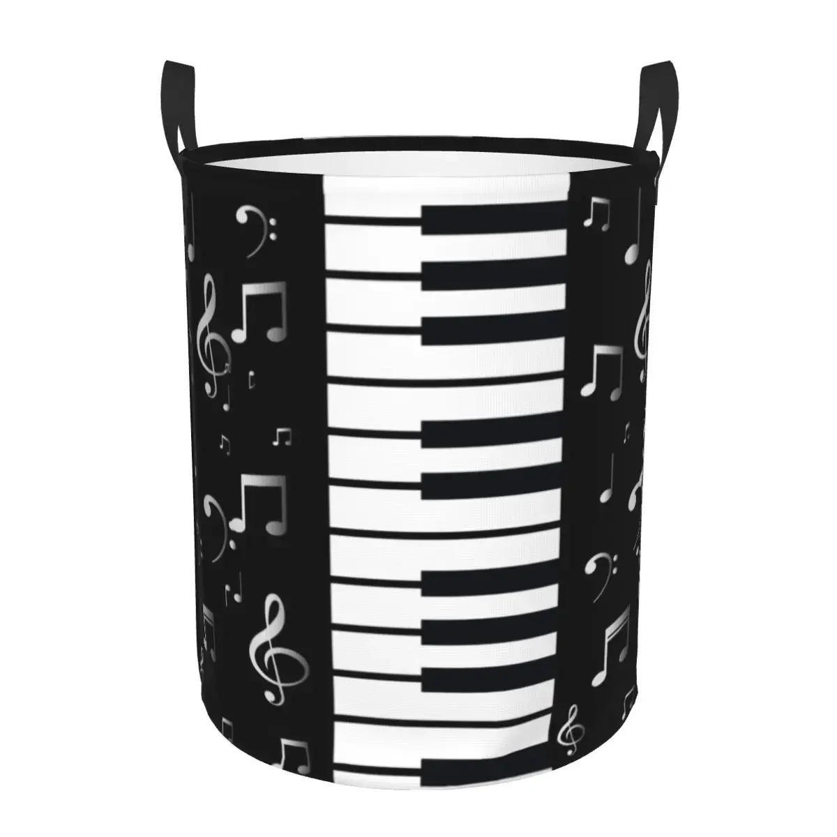 Custom Piano Keyboard Musical Notes Laundry Basket Collapsible Clothing Hamper Toys Organizer Storage Bins