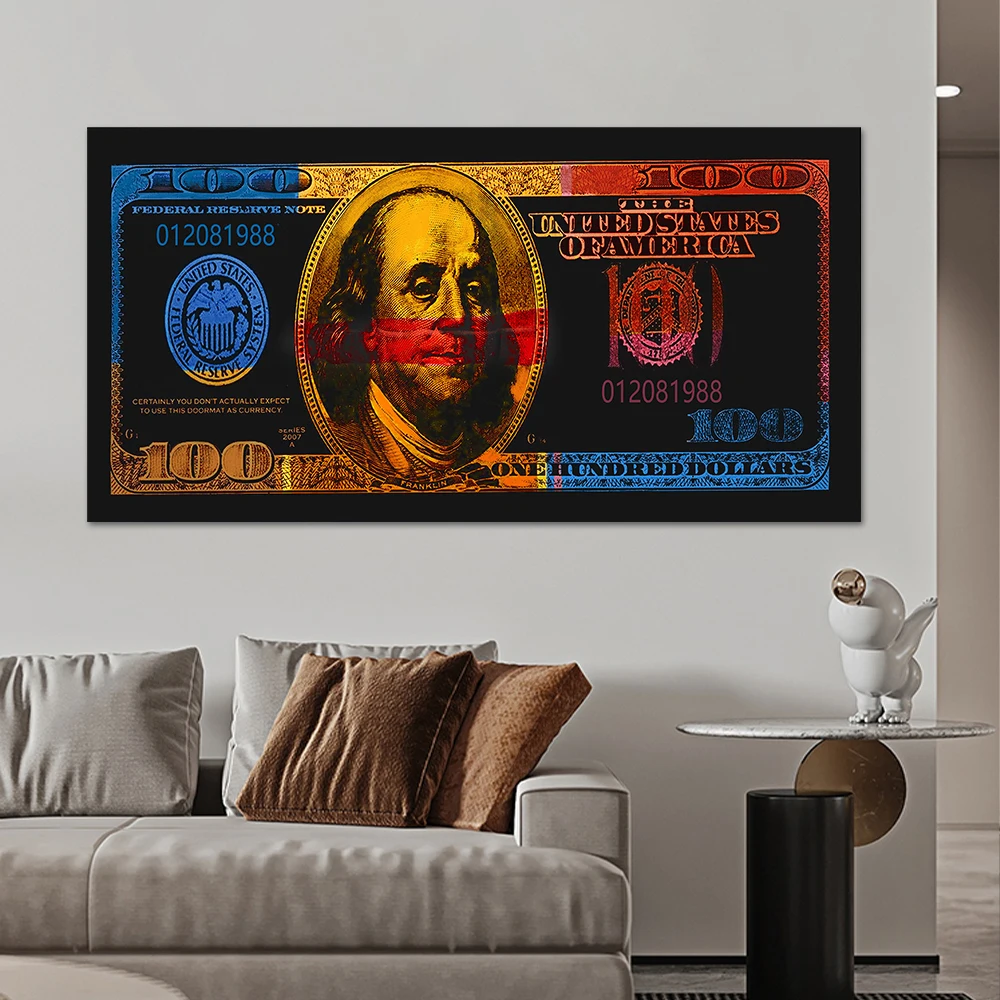 

Colorful Dollar Modern Art Canvas Inspirational Posters And Prints Creative 100 Dollars Money Picture For Living RoomDecor