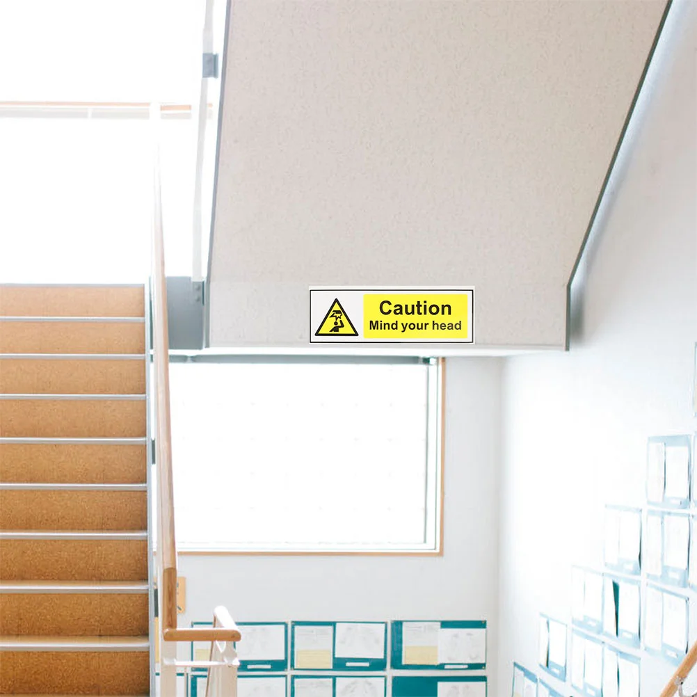 2 Pcs Applied Stickers Signage Warning Low Ceiling Watch Your Head Applique Caution Signs