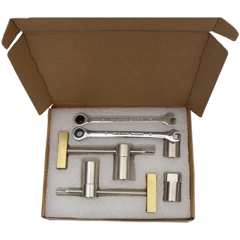 Brass Table Stop Clamp for Woodworking Benches Supporting Dual Dog Hole Sizes 19mm and 20mm with Wrench Accessory