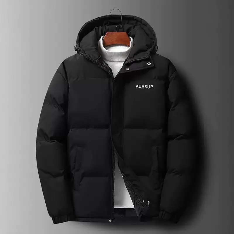 

Зимняя модная трендовая ветрозащитная толстая теплая хлопковая куртка для мужчин, повседневная свободная спортивная куртка большого размера, высококачественная куртка с капюшоном