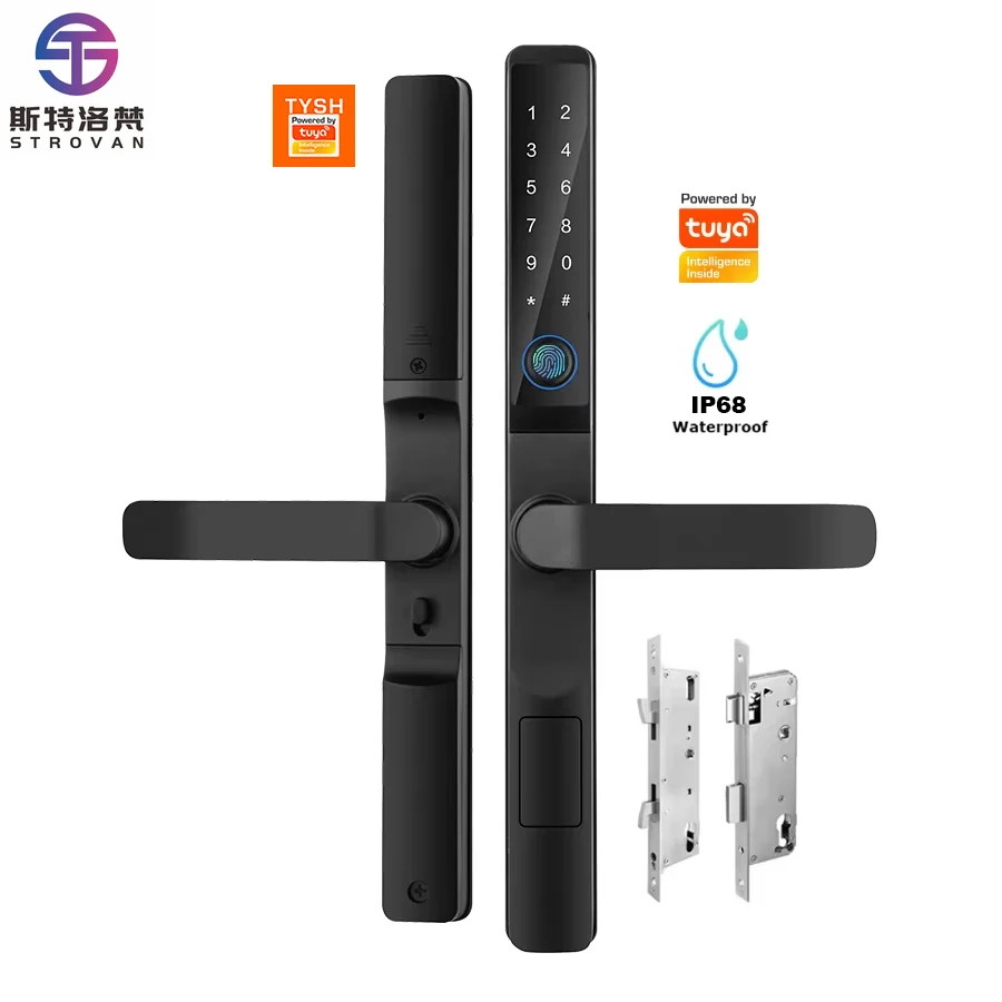 STLF 디지털 안전 지문 슬라이딩 잠금장치 알루미늄 도어용 스마트 IP68 방수 투야 스마트 도어락