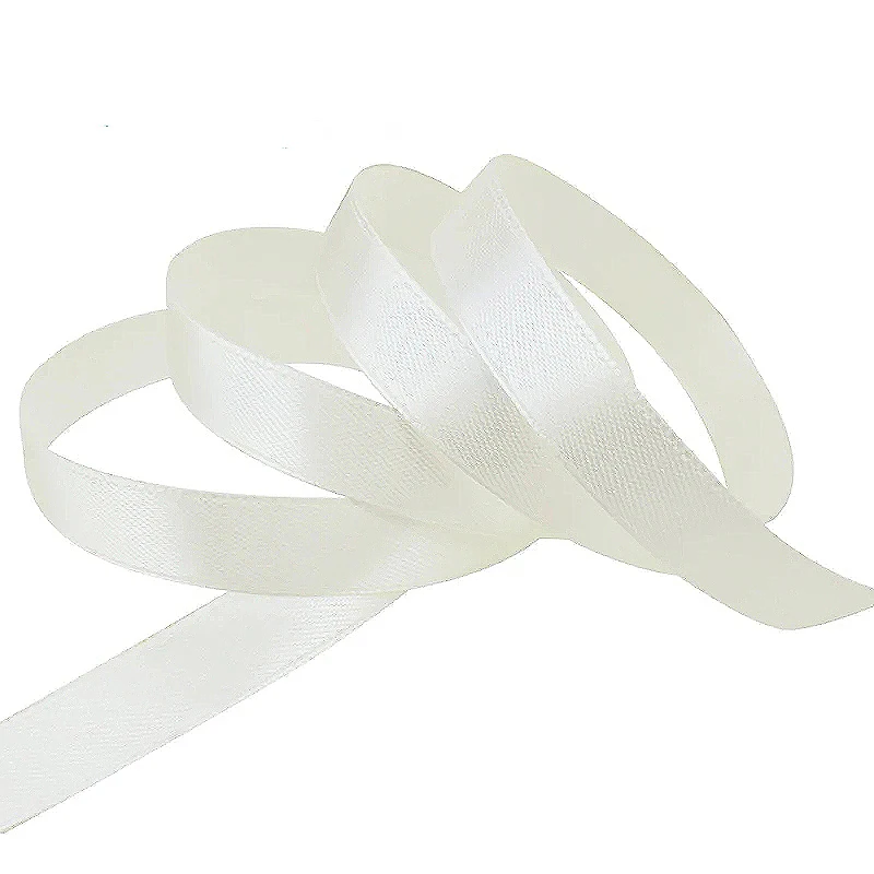 (25 yards/roll)12mm Cream White Single Face Satin Ribbon Webbing Decoration Gift Christmas Ribbons