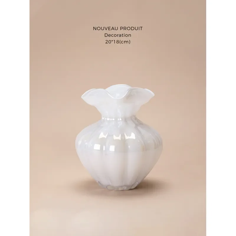 MOOYA ParisNacre Pearl French Pink Purple Pumpkin Glass Vase Fumpkin Ornament Home Decor Autumn Halloween Table Centerpiece