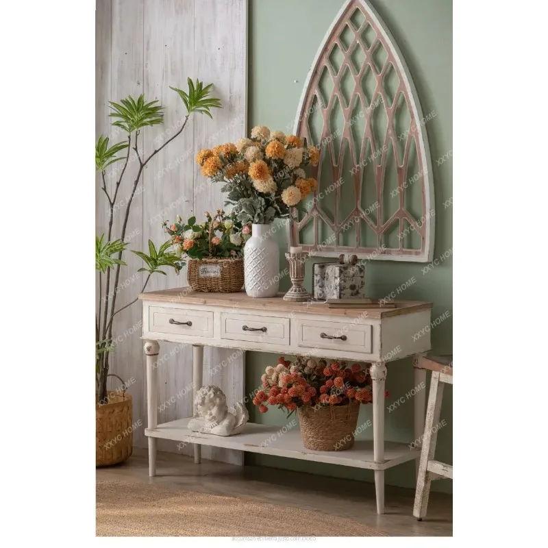 XXWhite retro decoration console table B&B distressed antique jewelry store display table