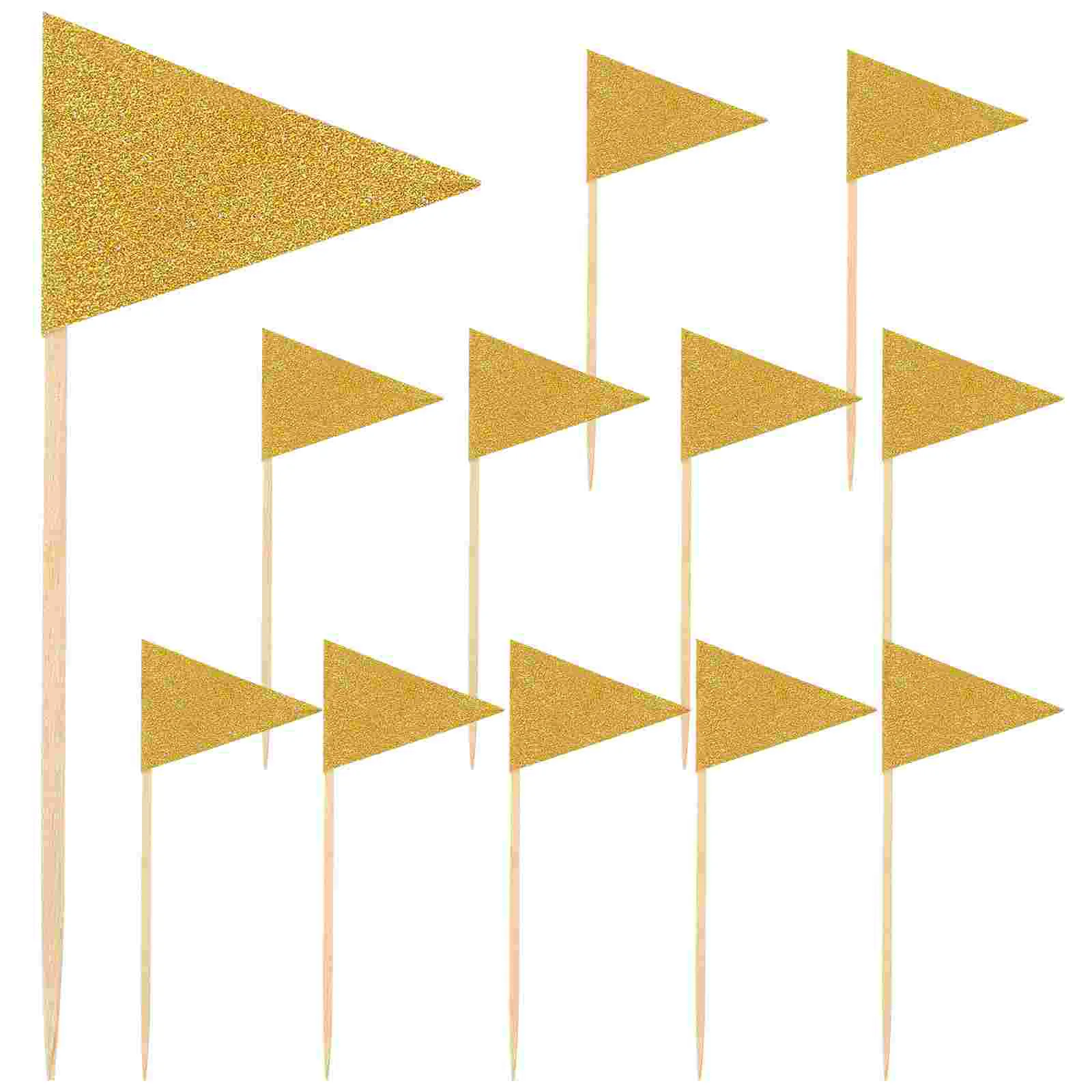 12 Pcs Pennant Cake Insert Cocktail Picks Flag Ornaments Paper Cups Sandwich Toothpicks Wood Party For Appetizers Baby Signs