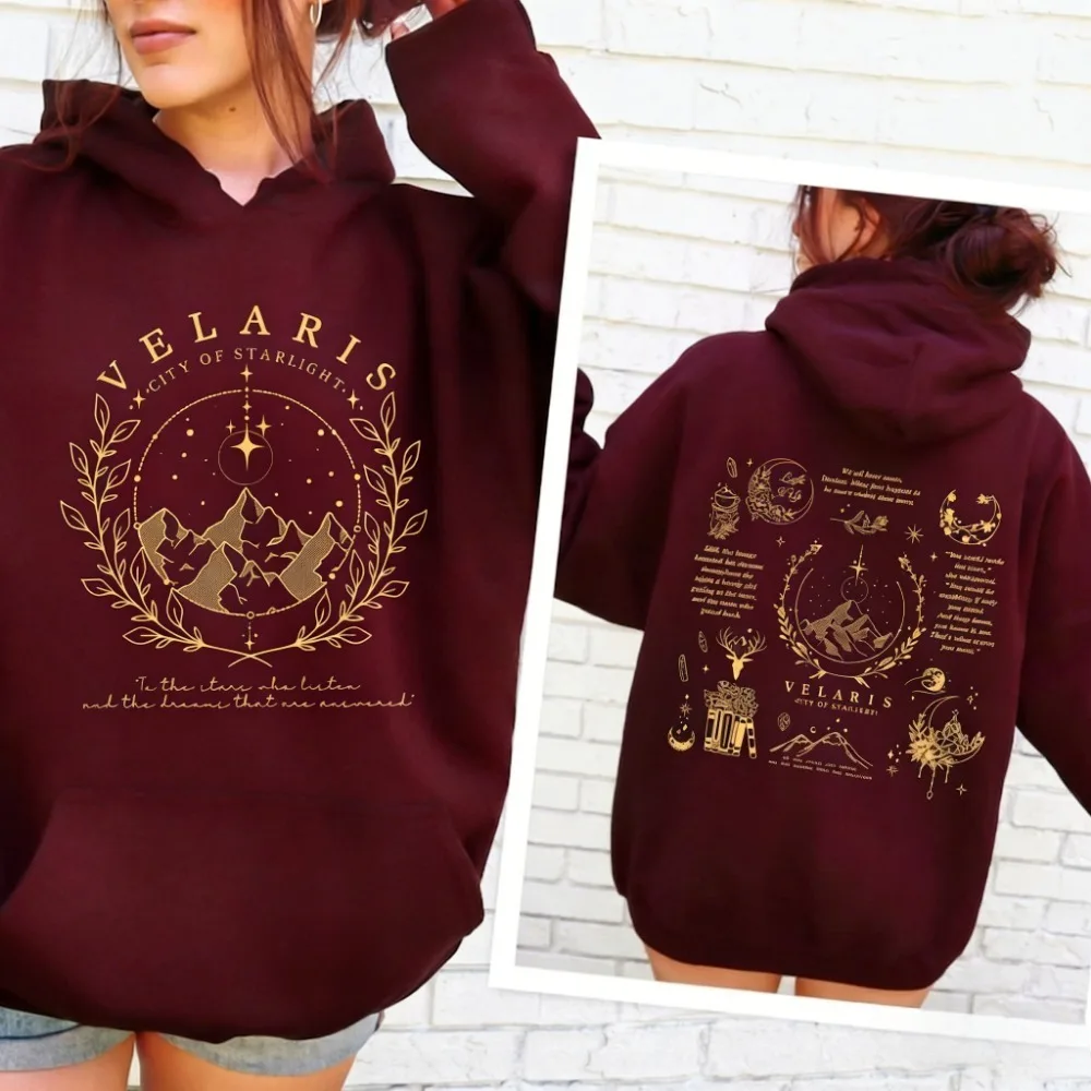 Sudadera con capucha Velaris inspirada en la cancha nocturna ciudad de Starlight Fantasy Merch inspirado en SJM sudadera con capucha de invierno Unisex para mujer regalo de amante de los libros