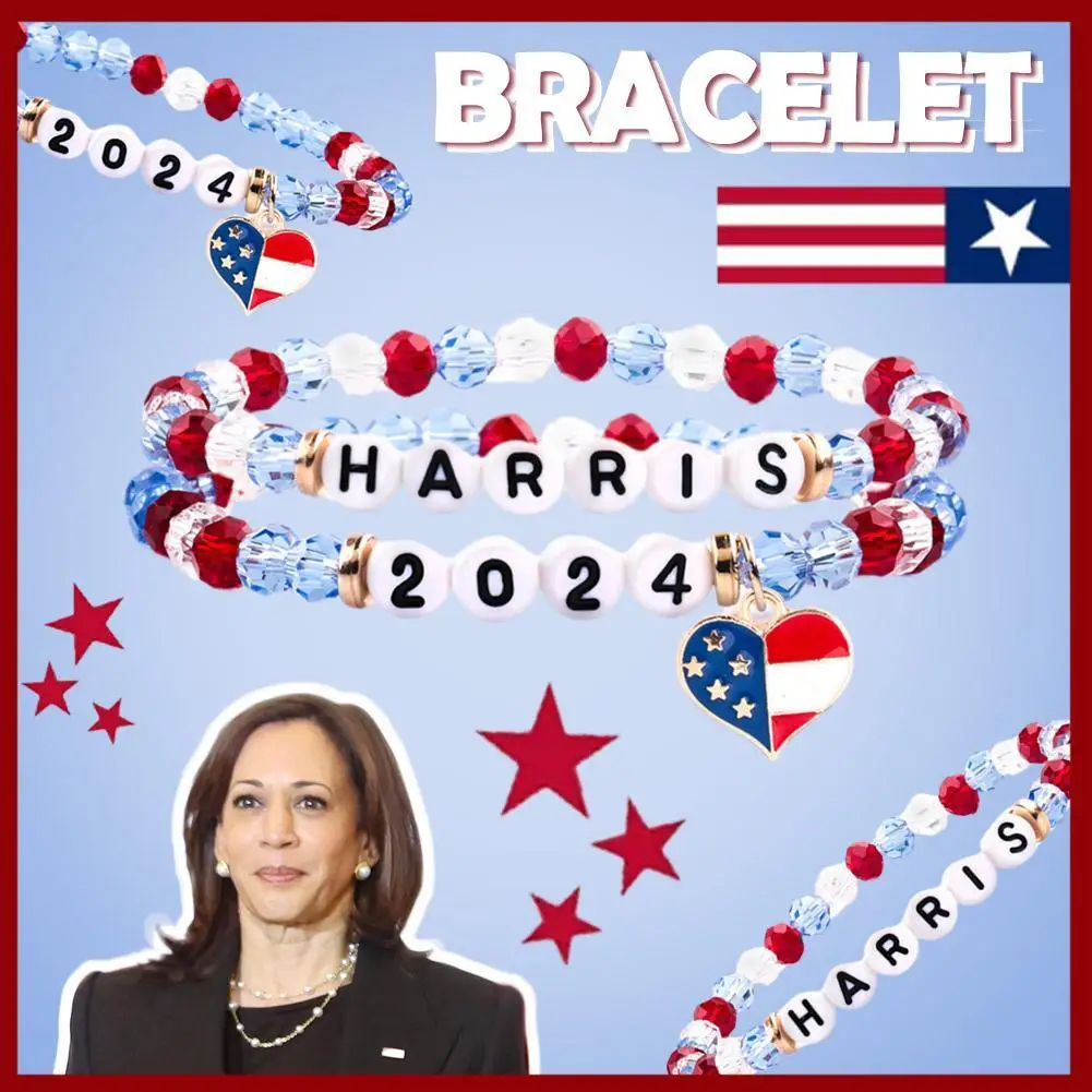 Kamala Harris 2024 Bracelet Fashion And Personalized Letter Bracelet Beaded Elastic Bohemian Bracelet Beaded D0U2