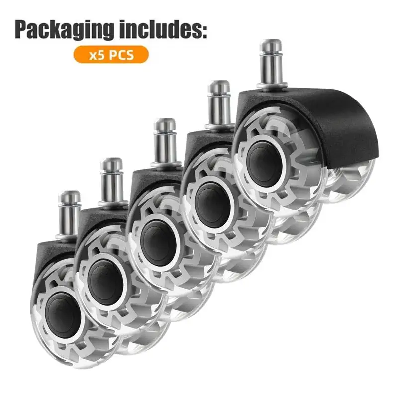 5Pcs Office Chair Caster Wheels M10/M11 Heavy Duty Quiet Rolling Casters for Computer Desk Gaming Chair Wheels(Black/Gray/Gold)