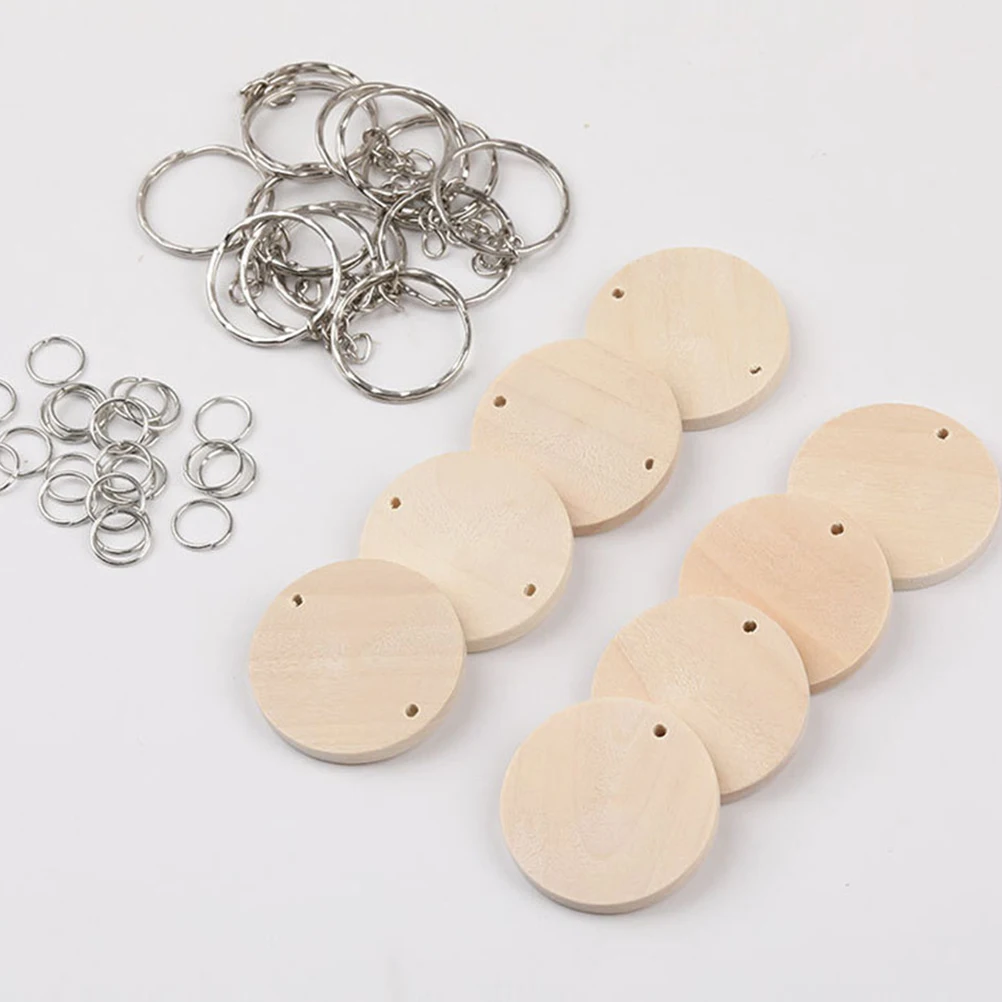 

Round Wooden Discs Keychain DIY Blank Chips Home Decor Craft Supplies Hanging naments Unfinished Slices Accessories