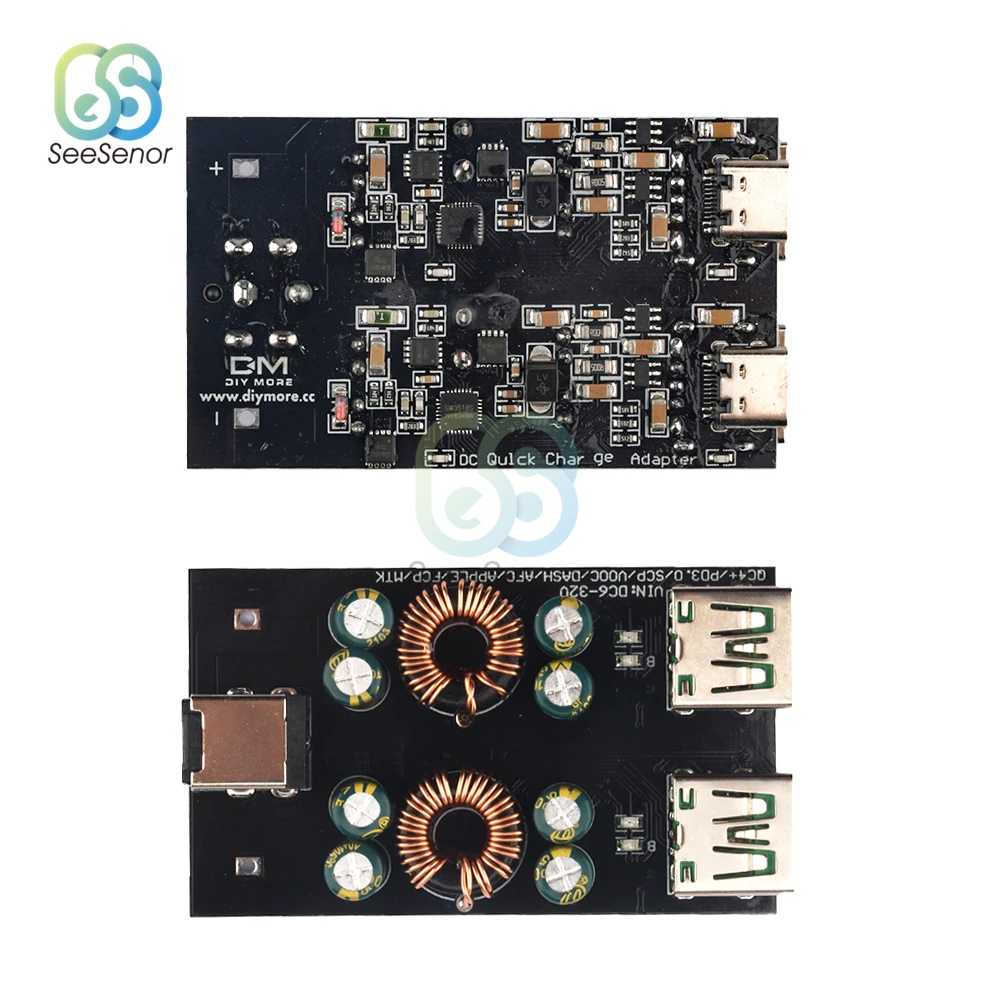 USB qc4.0 qc3.0 usb DC-DC-コンバーター,ステップダウンモジュール,6-32v 9v 12v 24v,急速充電回路基板