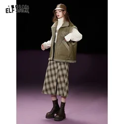 ELFSACK Imitation Lamb Hair Sleeveless Vest Women 2023 Winter Vintage Outwears