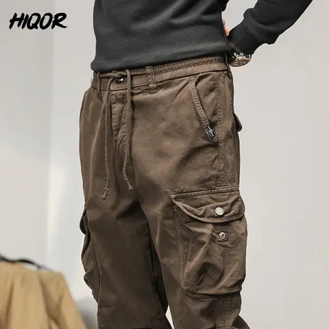 HIQOR 2025 Nuovi Pantaloni Cargo Da Uomo Inverno Uomo Y2k Harem Pantaloni Tattici per Gli Uomini All'aperto In Pile Multi-Tasche di Cotone Pantaloni Casual
