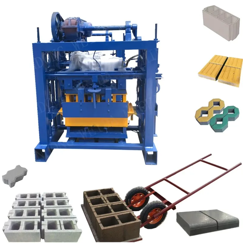 Customized QT4-40 Semi-automatic Concrete Block Brick Machine Making Manual Hollow Interlocking Brick Making Machine