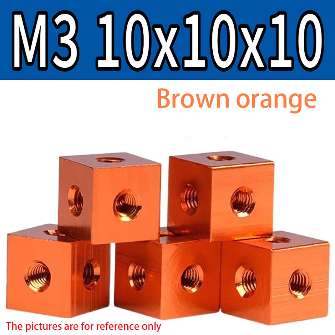 6-Side Nut Block M3 Aluminum Alloy Anodized Locking Connection Square Screw Holes Nut Bracket Fixing Thread Plate Block Cube