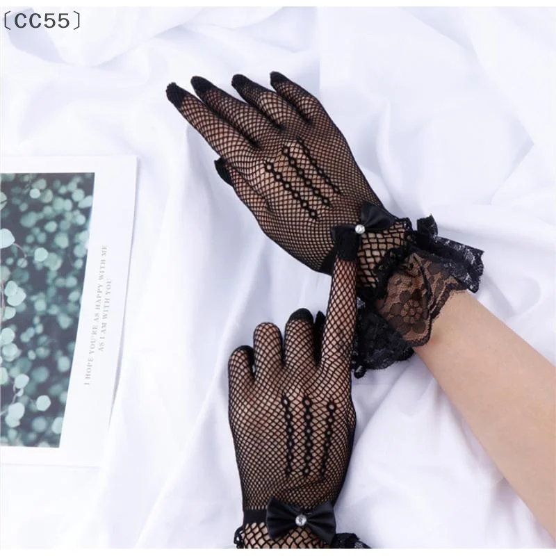 

VissCC55 VissreatLolita Летние УФ-защитные перчатки для вождения JK Сетчатые сетчатые перчатки Кружевные кружевные перчатки с полным пальцем для девочек Рукавички для косплея