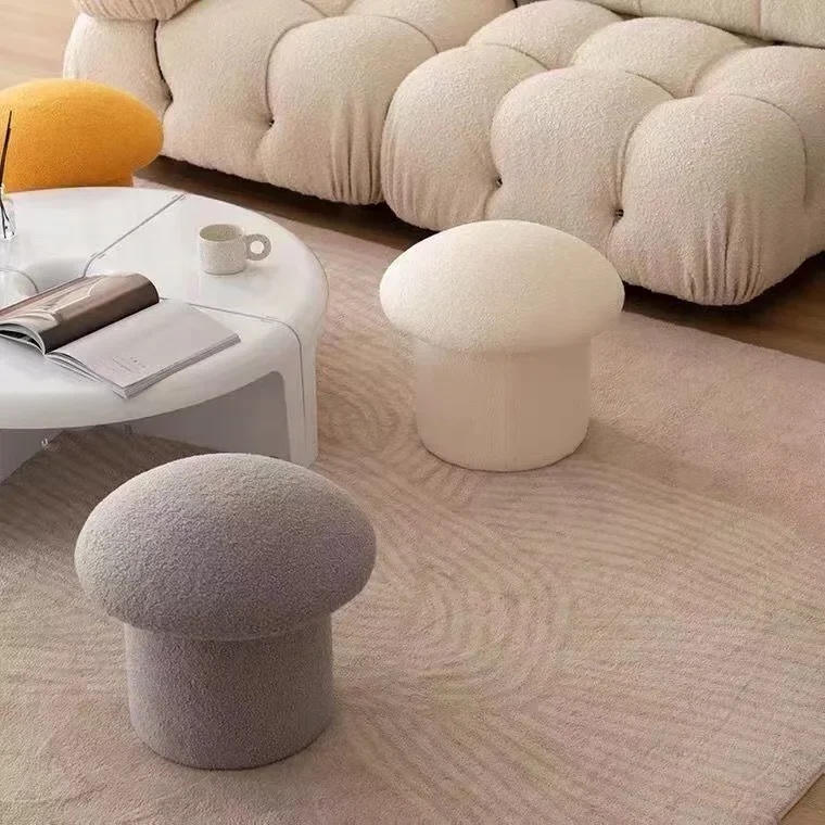 Tabouret de maquillage d'art de tissu de chambre à coucher, joli pouf, créatif, rond, piste, meubles de chambre à coucher, bitions nordiques, omans, plus lent