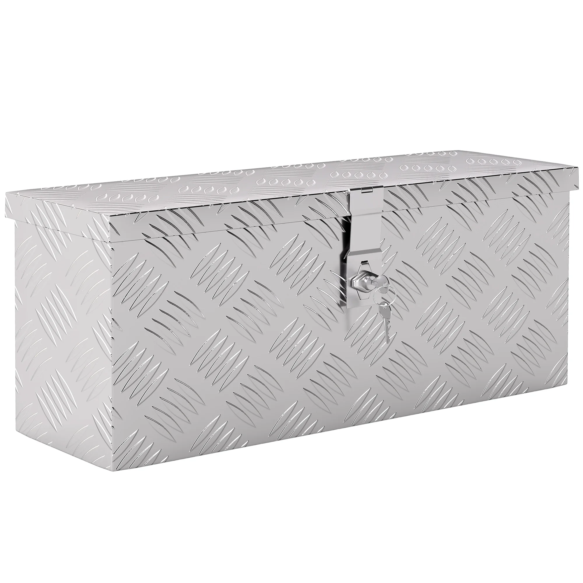 HOMCOM Boîte de rangement - boîte à outils en aluminium - caisse à outil alu. verrouillage clé dim. 50L x 15,5l x 20,5H cm - arg