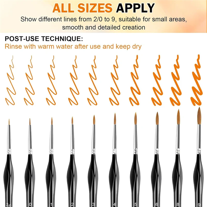 QWE-Small Detail Brushes Fine Brush Set Lining Brush For Model Crafts Watercolor Acrylic Oil