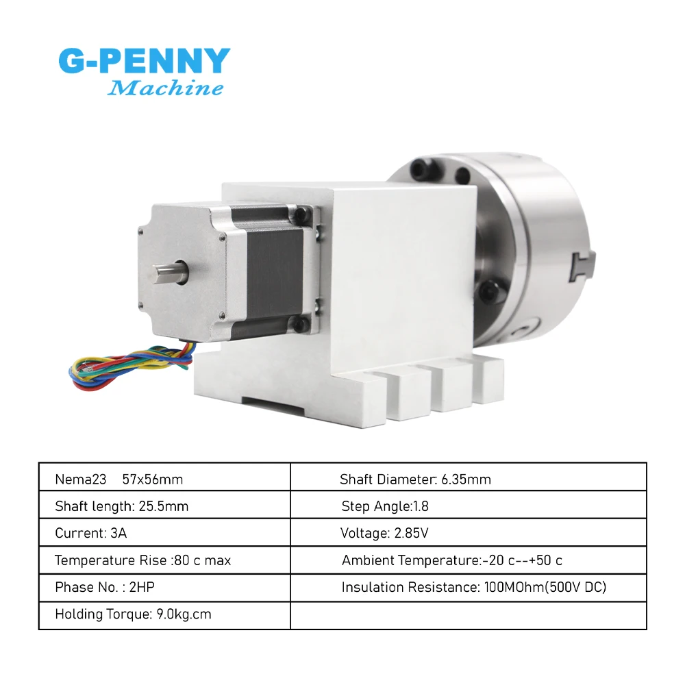 3/4Jaw 100mm CNC 4th Axis CNC dividing head/Rotation Axis/A axis kit Nema23 Gapless harmonic gearbox + Tailstock for CNC Machine