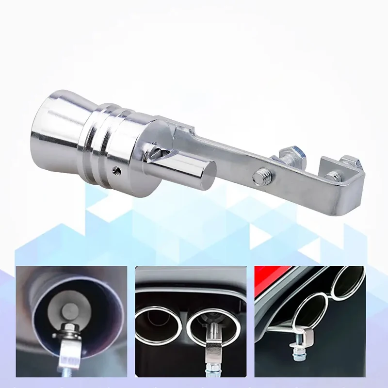 S/M/L/XL Motor Auto Uitlaat Nep Turbo Fluitje Pijp Geluid Uitlaat Blow Off Valve Universele Simulator Whistler Zilver