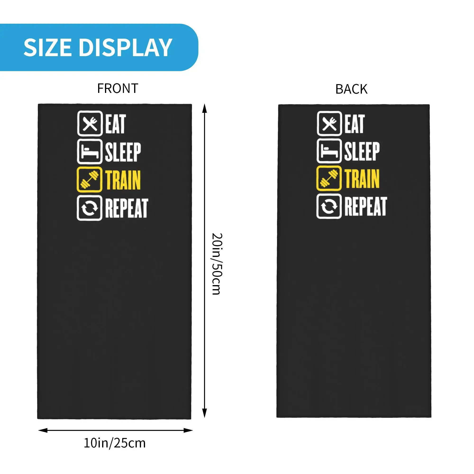 أكل النوم قطار تكرار الصالة الرياضية تحفيزية إقتباس باندانا غطاء الرقبة وشاح سحري متعدد الاستخدام أغطية الرأس الدراجات للجنسين الكبار يندبروف