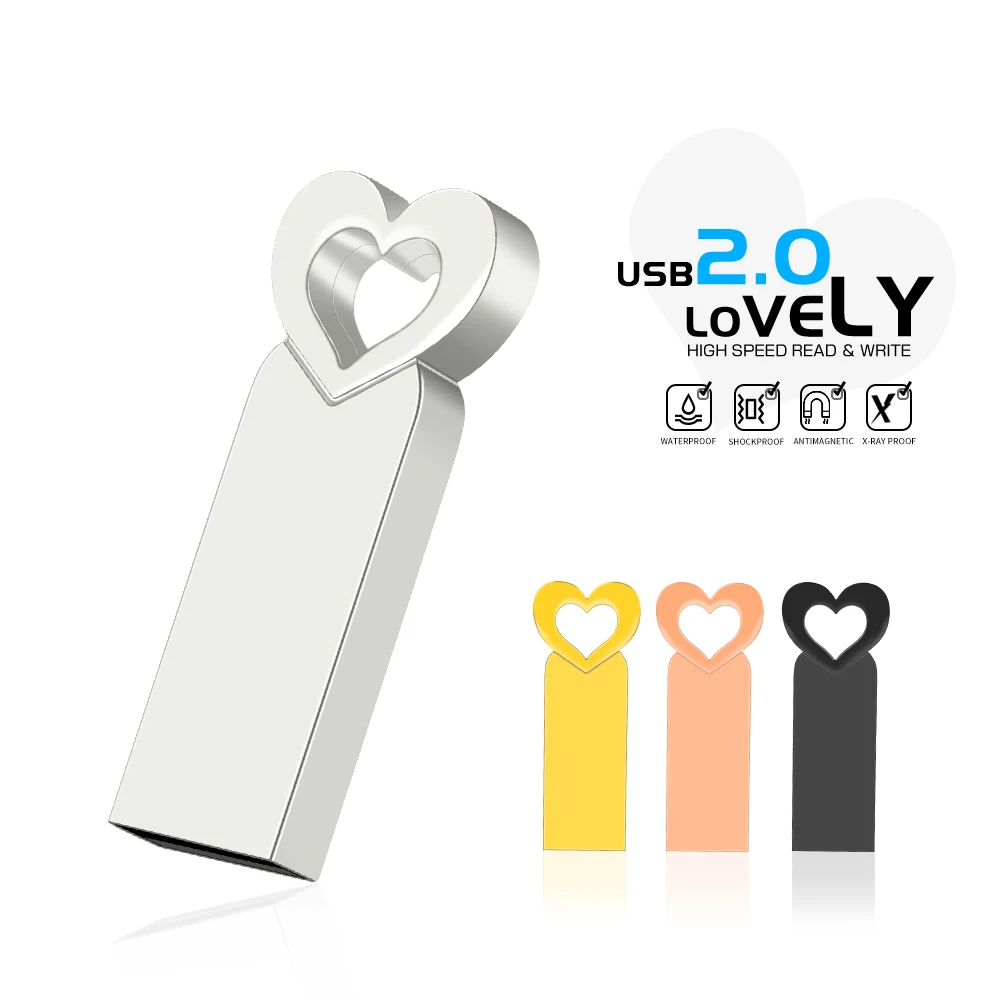 

Creative Love Metal USB Disk 128MB 256MB 516MB 1GB 2GB Small Capacity Memory Stick 4GB 8GB 16GB Written Test Drive Gift Keychain