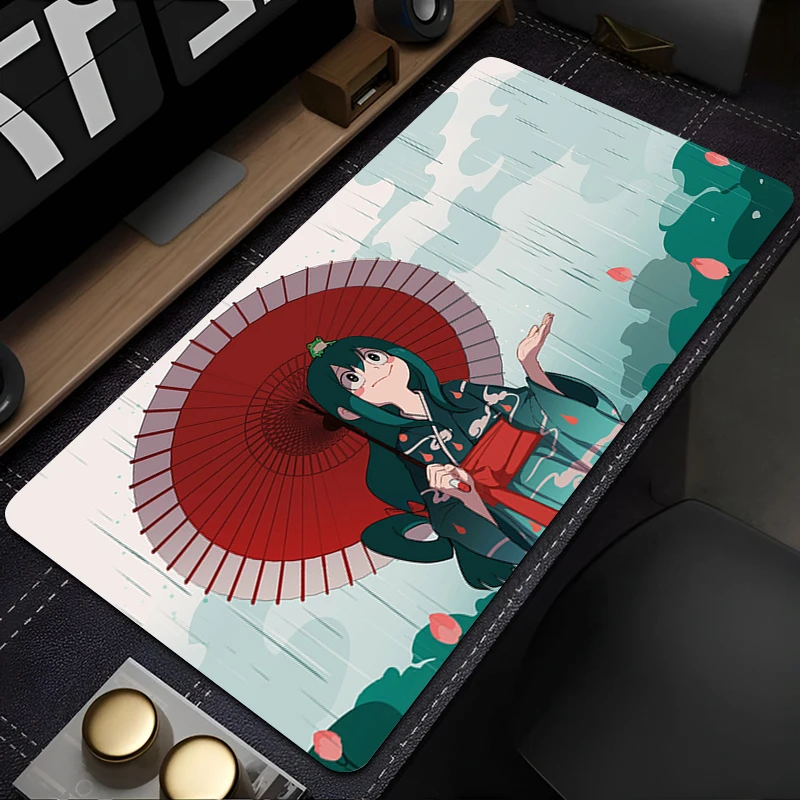 Kawaii Tsuyu Asui Anime Girl Table Mat My Hero Academias Extended Keyboard Mouse Pad Gaming Accessories Oversize Laptop Mousepad