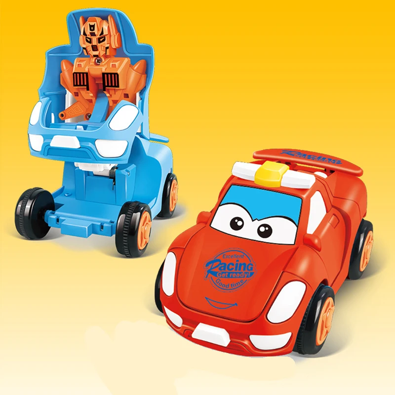 Creative 2 -in- 1 Inertia Toy Car Simulation Racing Car Collisions Deformation Police Car Robot Toys Best Toy Gifts For Boys